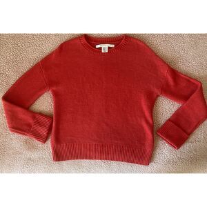 MAX STUDIO Women's XS Red Long Sleeve Cotton Blend Knit Pullover Top Crew Neck